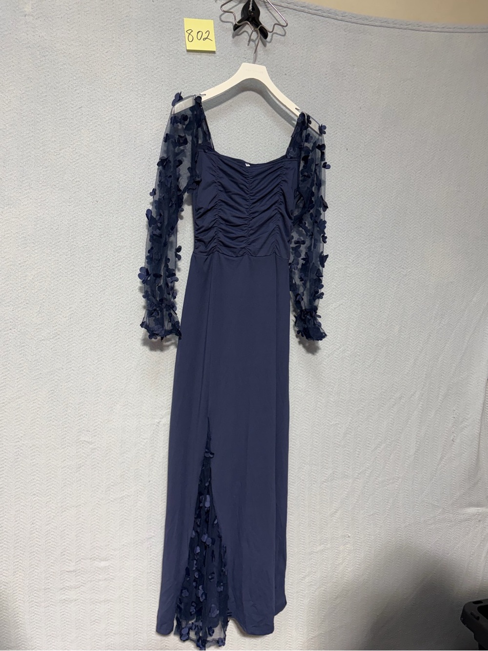 Navy Blue Long Sleeve Evening Dress XS